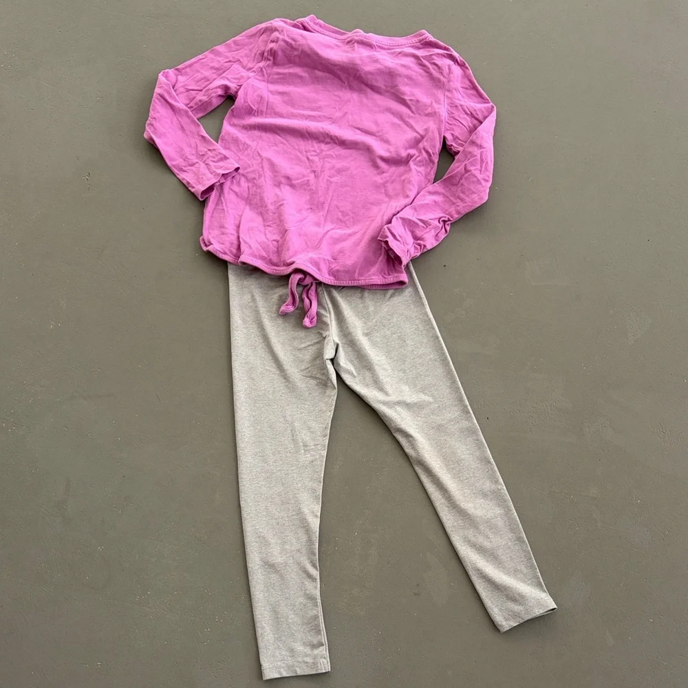 Puma Purple Long Sleeve Tie Front Top with Gray Leggings - Picture 5 of 5